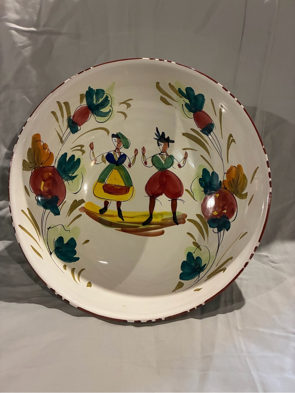 Hand-Painted in Italy Ceramic Decorative Bowl - Cream/multi color